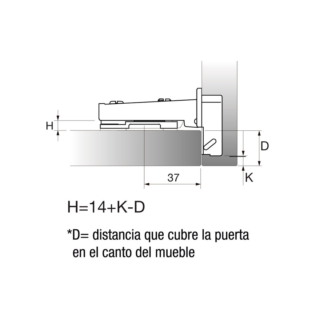 Bisagra Inther Clip On / Profesional / Inoxidable / Recta-Canto Oculto